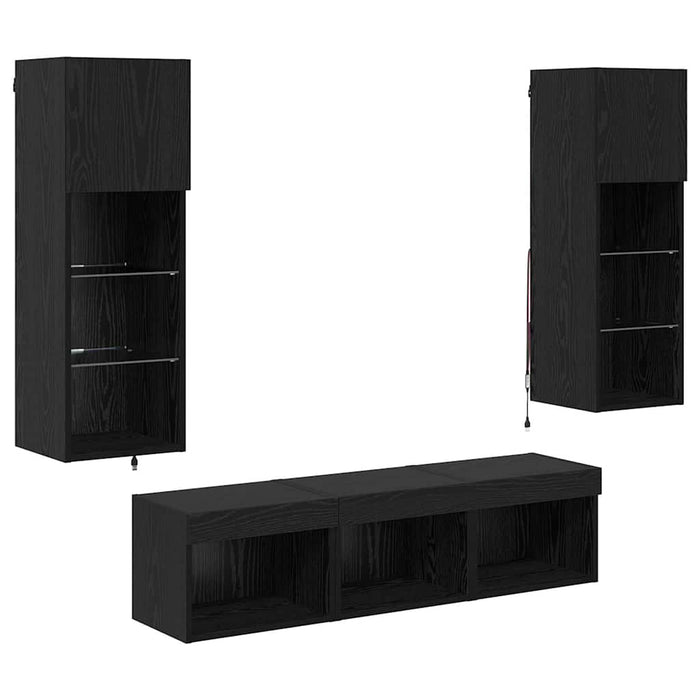 Unități pentru Pereți de TV 5 pcs Stejar Negru 60 x 30 x 30 cm - WALTI WALTI