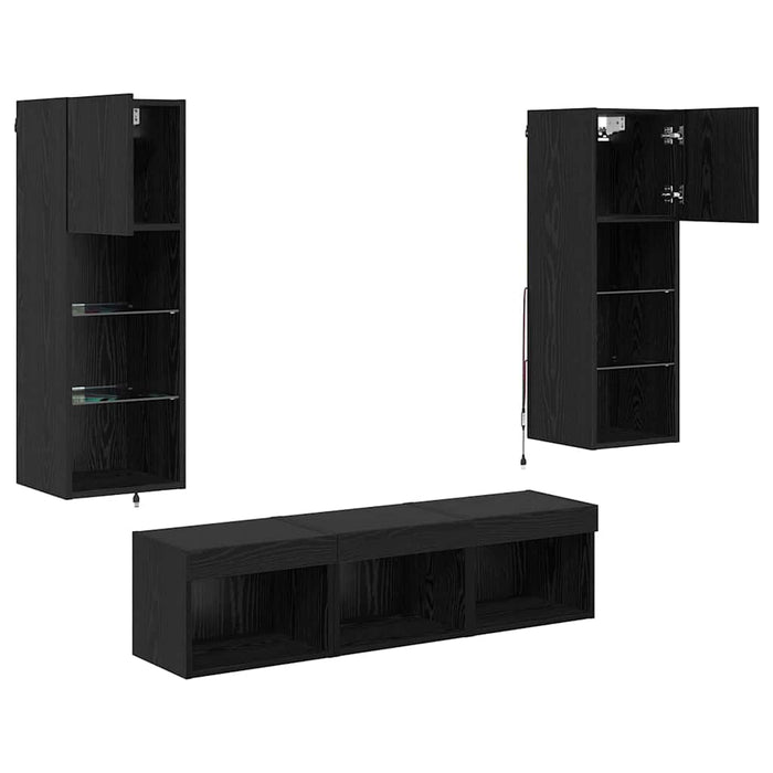 Unități pentru Pereți de TV 5 pcs Stejar Negru 60 x 30 x 30 cm - WALTI WALTI