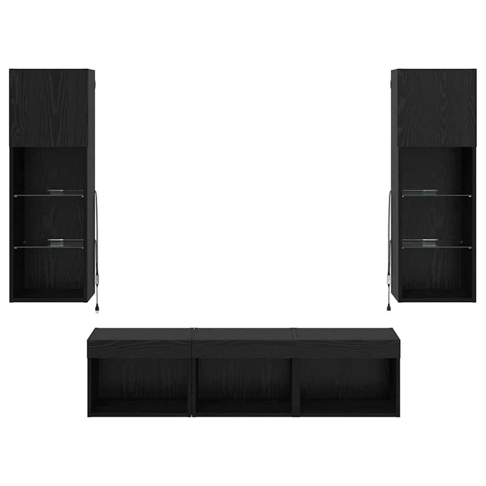 Unități pentru Pereți de TV 5 pcs Stejar Negru 60 x 30 x 30 cm - WALTI WALTI