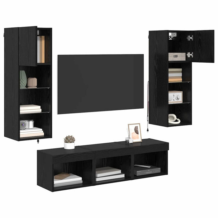 Unități pentru Pereți de TV 5 pcs Stejar Negru 60 x 30 x 30 cm - WALTI WALTI