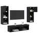 Unitate TV de Perete Pe perete 6 pcs Stejar Negru Lemn compozit - WALTI WALTI