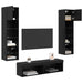 Unitate TV de Perete Pe perete 6 pcs Stejar Negru Lemn compozit - WALTI WALTI