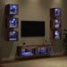 Cabinet TV cu lumini cu bandă LED 8 pcs Lemn Vechi Sticlă - WALTI WALTI