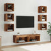 Cabinet TV cu lumini cu bandă LED 8 pcs Lemn Vechi Sticlă - WALTI WALTI