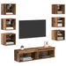 Cabinet TV cu lumini cu bandă LED 8 pcs Lemn Vechi Sticlă - WALTI WALTI