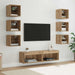 Cabinet TV cu lumini cu bandă LED 8 pcs Stejar Artizanal Sticlă - WALTI WALTI