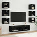 Cabinet TV cu lumini cu bandă LED 8 pcs Stejar Negru Sticlă - WALTI WALTI