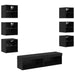 Cabinet TV cu lumini cu bandă LED 8 pcs Stejar Negru Sticlă - WALTI WALTI