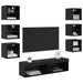 Cabinet TV cu lumini cu bandă LED 8 pcs Stejar Negru Sticlă - WALTI WALTI