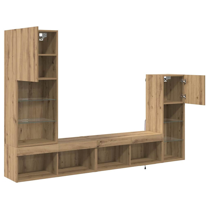 Unități pentru Pereți de TV Pe perete 4 pcs Stejar Artizanal - WALTI WALTI