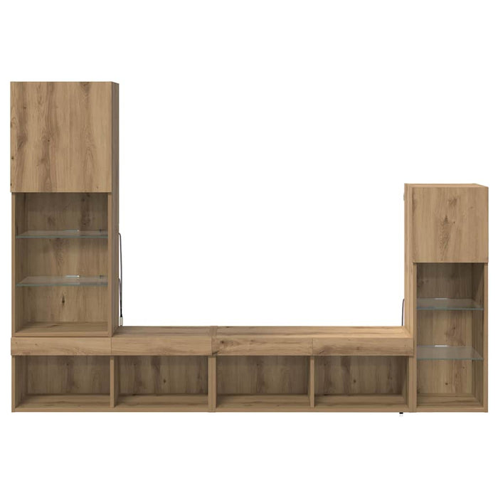 Unități pentru Pereți de TV Pe perete 4 pcs Stejar Artizanal - WALTI WALTI