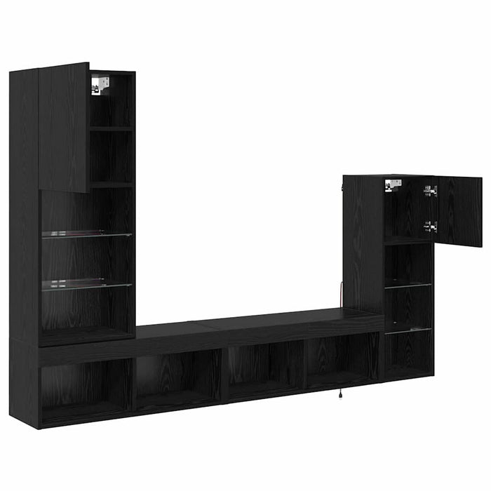 Unități pentru Pereți de TV 4 pcs Stejar Negru Lemn compozit - WALTI WALTI