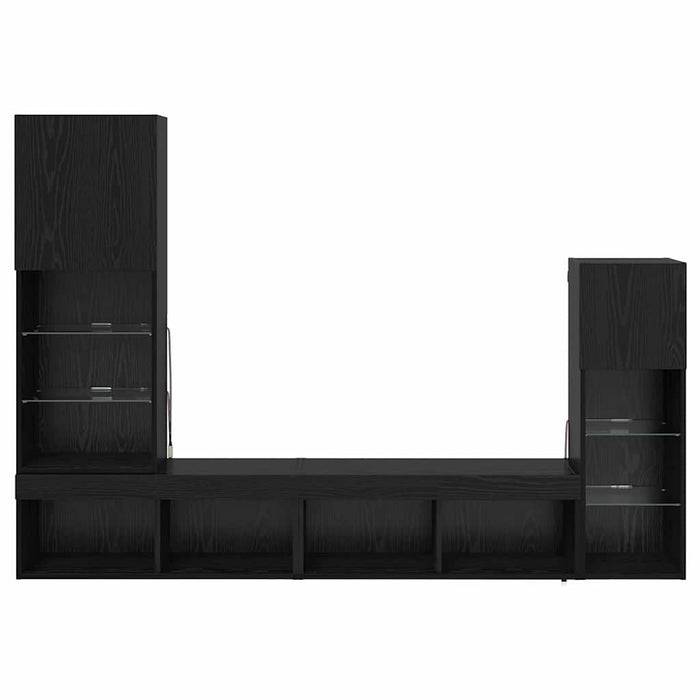 Unități pentru Pereți de TV 4 pcs Stejar Negru Lemn compozit - WALTI WALTI