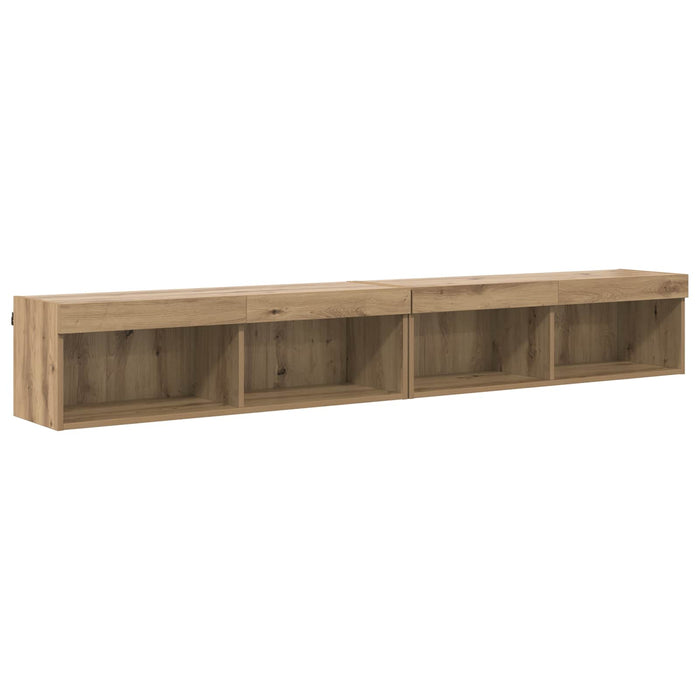 Unități TV de perete cu LED 5 pcs Stejar Artizanal Lemn compozit - WALTI WALTI