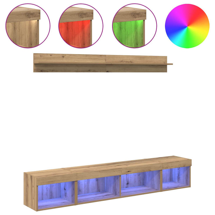 Set Dulap pentru Televizor Montat pe Perete 5 pcs Lemn compozit - WALTI WALTI