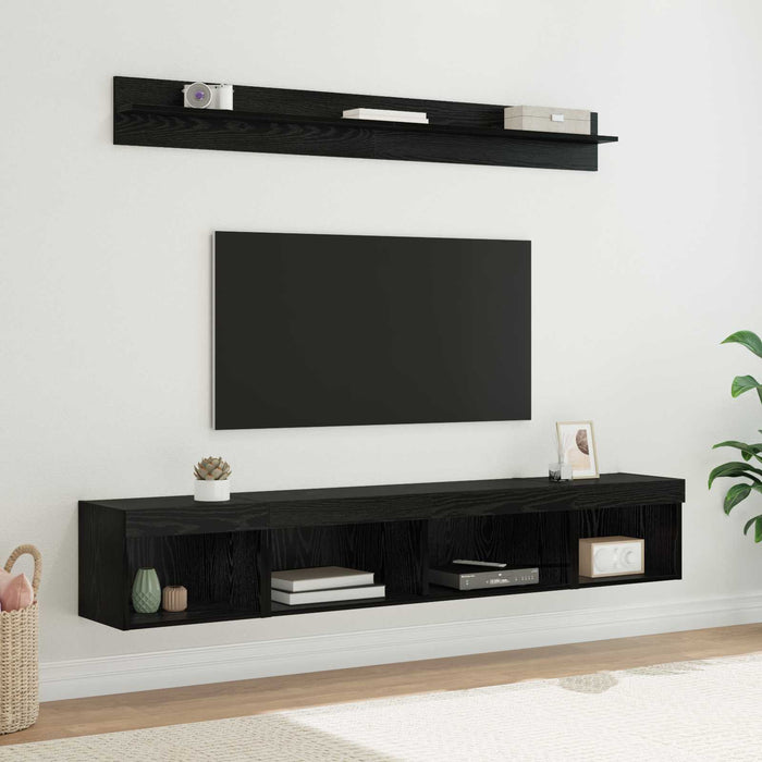 Set Dulap pentru Televizor Montat pe Perete 5 pcs Stejar Negru - WALTI WALTI