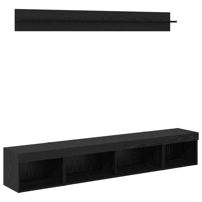 Set Dulap pentru Televizor Montat pe Perete 5 pcs Stejar Negru - WALTI WALTI