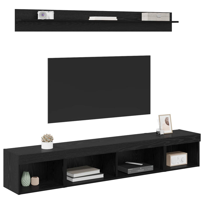 Set Dulap pentru Televizor Montat pe Perete 5 pcs Stejar Negru - WALTI WALTI