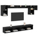 Unități TV de perete cu LED 6 pcs Stejar Negru Lemn compozit - WALTI WALTI