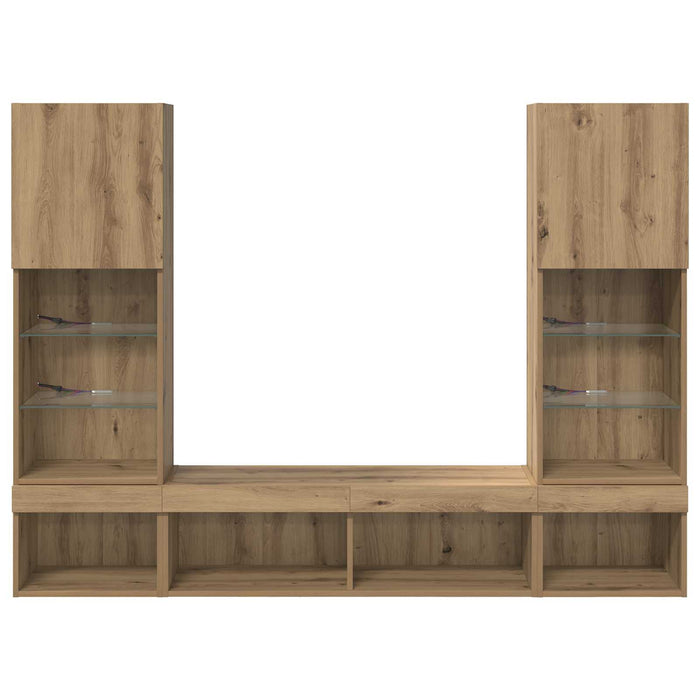 Unități TV de perete cu LED 5 pcs Stejar Artizanal 40,5 x 30 x 102 cm - WALTI WALTI