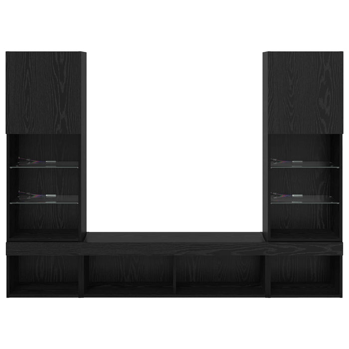 Unități TV de perete cu LED 5 pcs Stejar Negru 40,5 x 30 x 102 cm - WALTI WALTI
