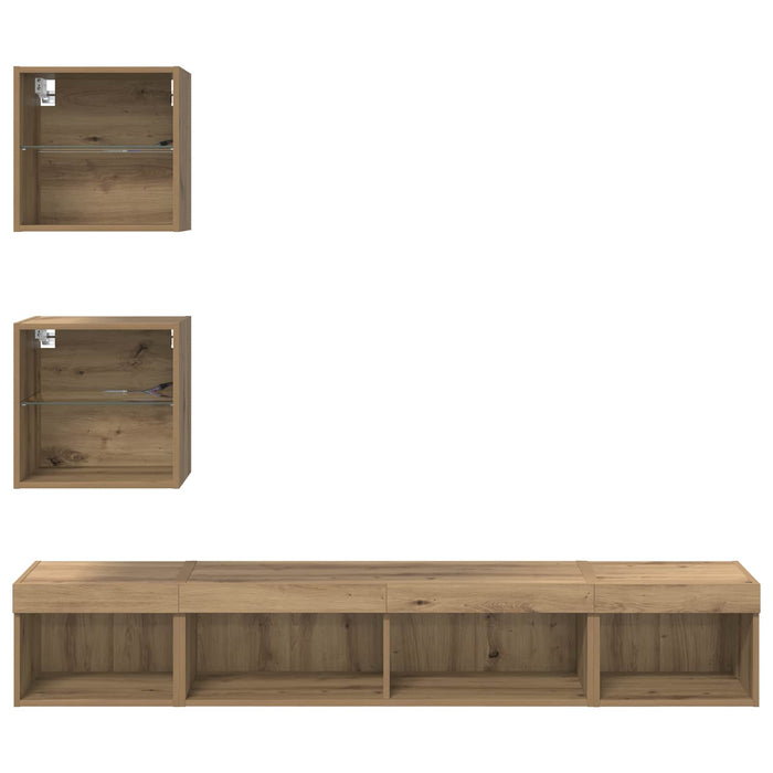 Unități TV de perete cu LED 5 pcs Stejar Artizanal 100 x 30 x 30 cm - WALTI WALTI