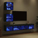 Unități TV de perete cu LED 5 pcs Stejar Negru 100 x 30 x 30 cm - WALTI WALTI