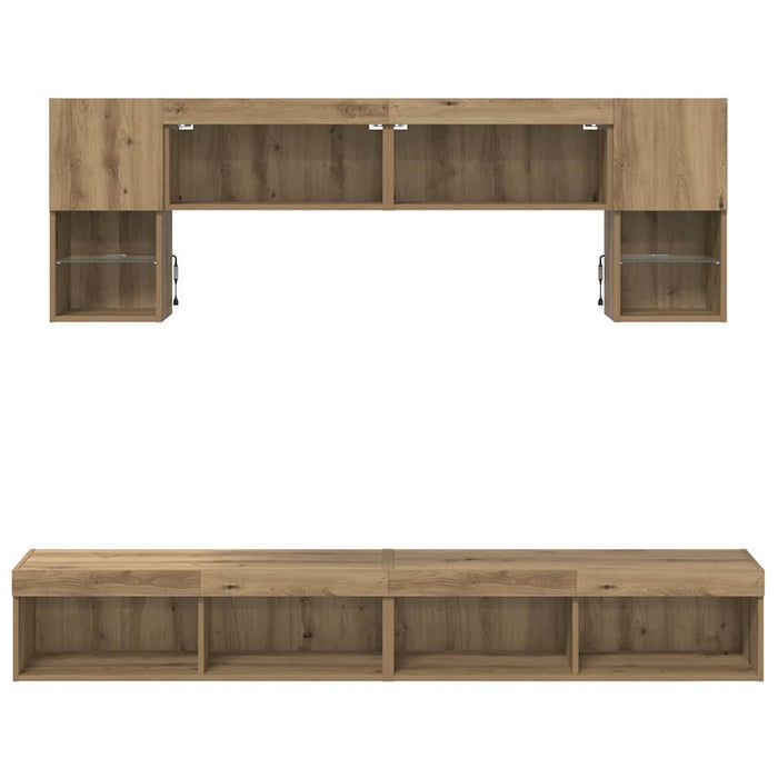 Unități TV de perete cu LED 6 pcs Stejar Artizanal - WALTI WALTI
