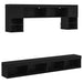 Unități TV de perete cu LED 6 pcs Stejar Negru Lemn compozit - WALTI WALTI