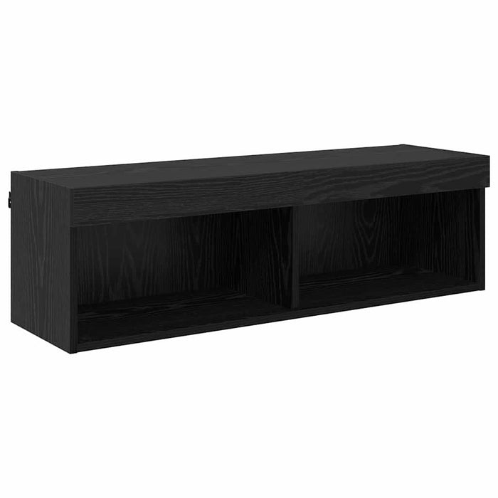 Unități TV de perete cu LED 6 pcs Stejar Negru Lemn compozit - WALTI WALTI