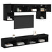 Unități TV de perete cu LED 6 pcs Stejar Negru Lemn compozit - WALTI WALTI