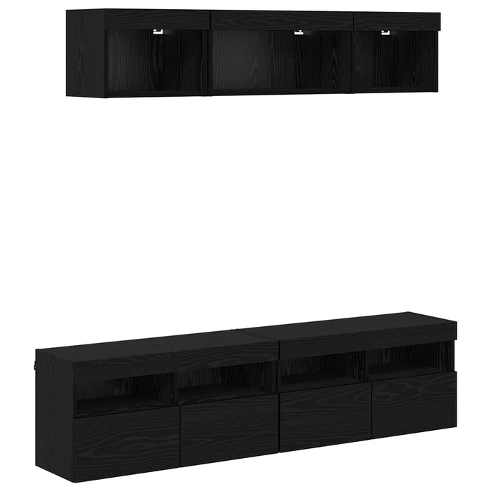 Unități TV de perete cu LED 5 pcs Stejar Negru 80 x 30 x 40 cm - WALTI WALTI