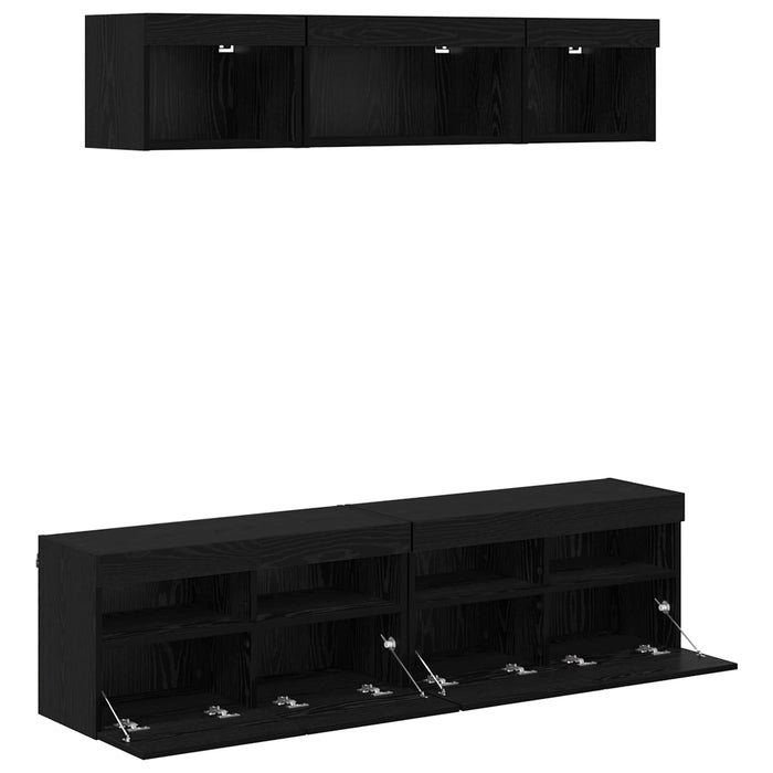 Unități TV de perete cu LED 5 pcs Stejar Negru 80 x 30 x 40 cm - WALTI WALTI