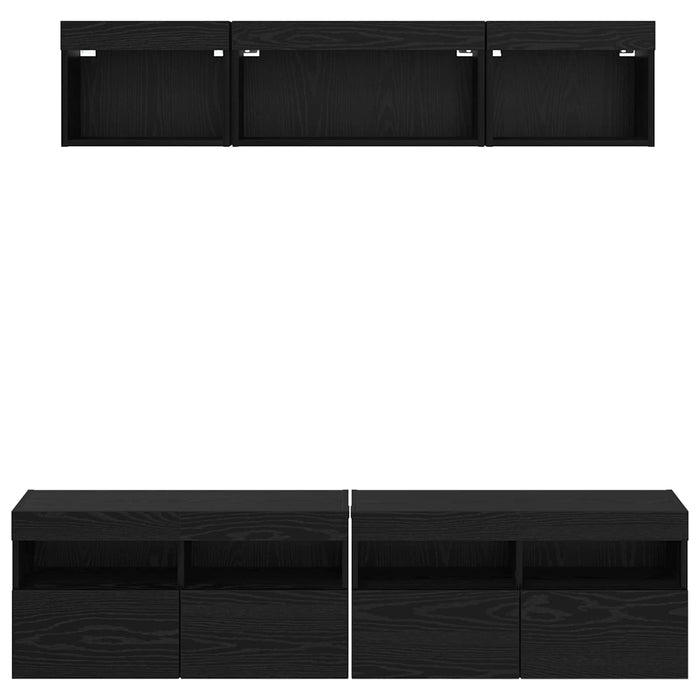 Unități TV de perete cu LED 5 pcs Stejar Negru 80 x 30 x 40 cm - WALTI WALTI