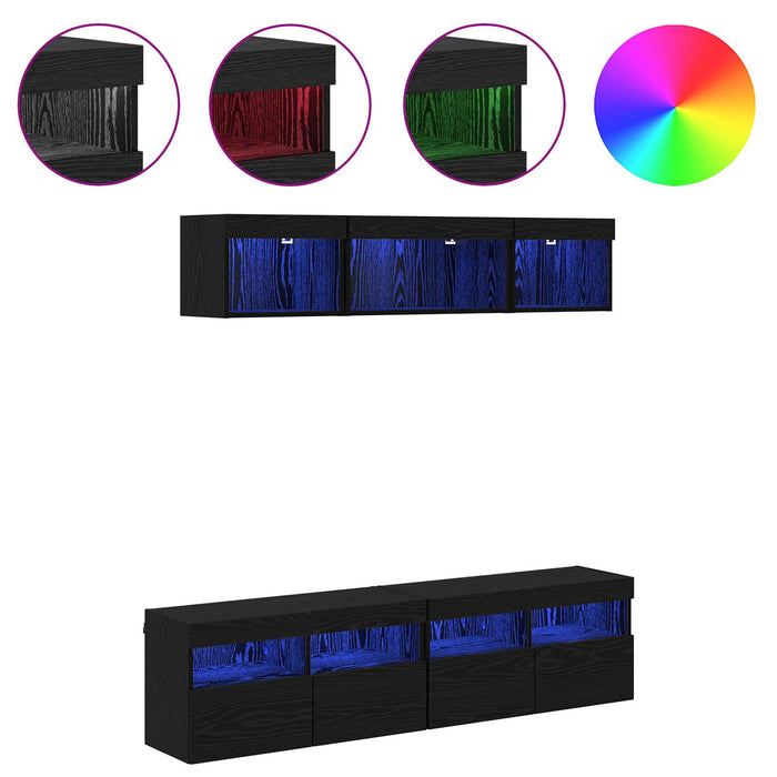 Unități TV de perete cu LED 5 pcs Stejar Negru 80 x 30 x 40 cm - WALTI WALTI