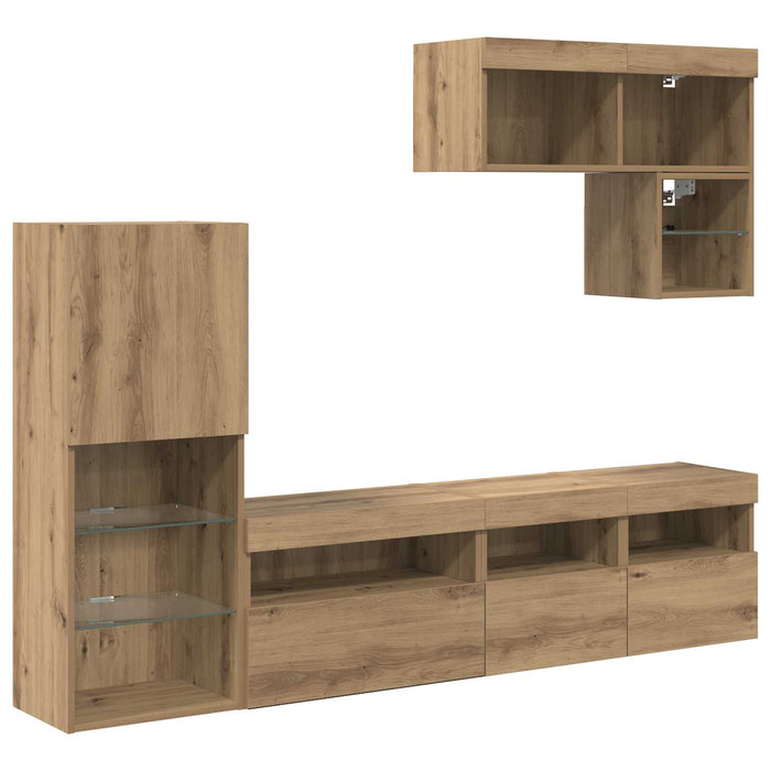 Unități pentru Pereți de TV Pe perete 6 pcs Stejar Artizanal - WALTI WALTI