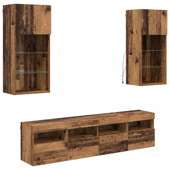 Unități TV de perete cu LED 5 pcs Lemn Vechi 40,5 x 30 x 90 cm - WALTI WALTI