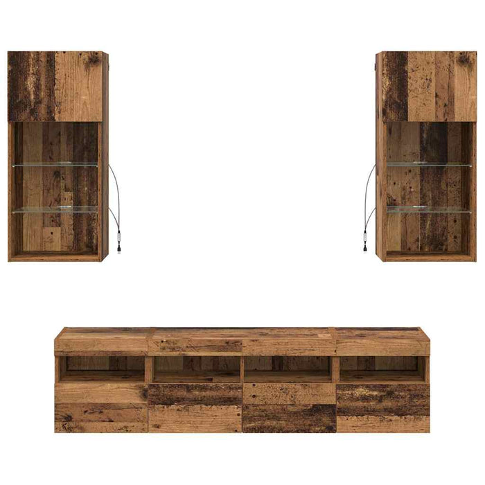 Unități TV de perete cu LED 5 pcs Lemn Vechi 40,5 x 30 x 90 cm - WALTI WALTI