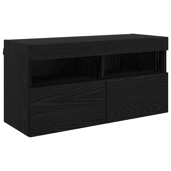 Unități TV de perete cu LED 5 pcs Stejar Negru - WALTI WALTI