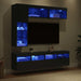 Cabinet TV cu led Pe perete 7 pcs Stejar Negru Lemn compozit - WALTI WALTI