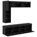 Cabinet TV cu led Pe perete 7 pcs Stejar Negru Lemn compozit - WALTI WALTI