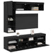 Cabinet TV cu led Pe perete 7 pcs Stejar Negru Lemn compozit - WALTI WALTI