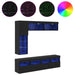 Cabinet TV cu led Pe perete 7 pcs Stejar Negru Lemn compozit - WALTI WALTI