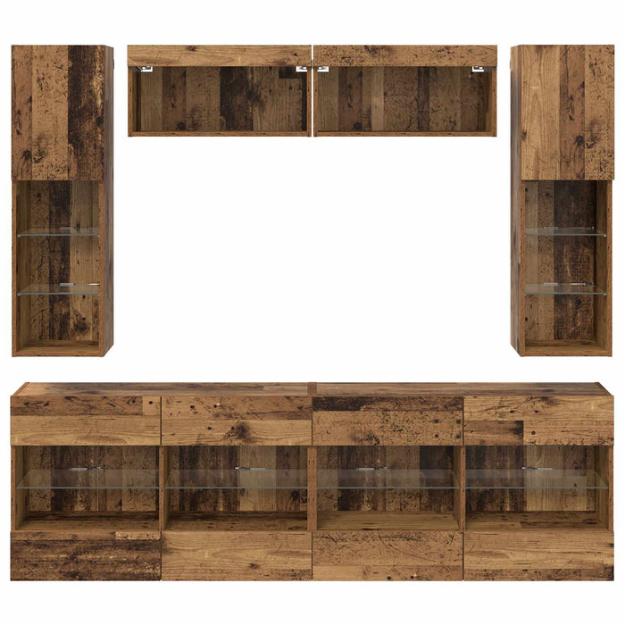 Set Dulap pentru Televizor Montat pe Perete 6 pcs Lemn vechi - WALTI WALTI