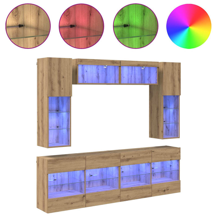 Set Dulap pentru Televizor Montat pe Perete 6 pcs Lemn compozit - WALTI WALTI