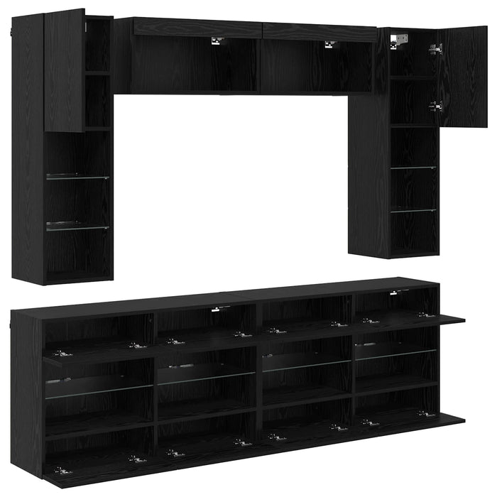 Set Dulap pentru Televizor Montat pe Perete 6 pcs Stejar Negru - WALTI WALTI