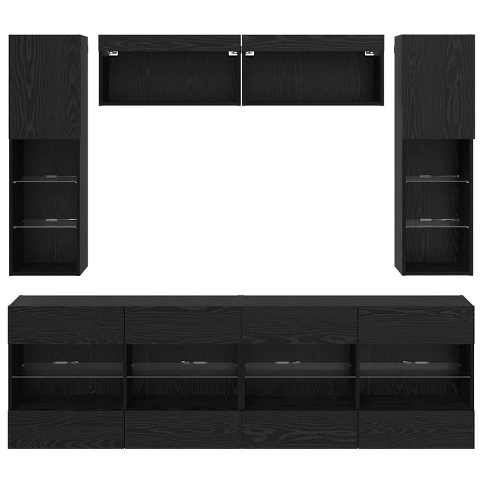 Set Dulap pentru Televizor Montat pe Perete 6 pcs Stejar Negru - WALTI WALTI