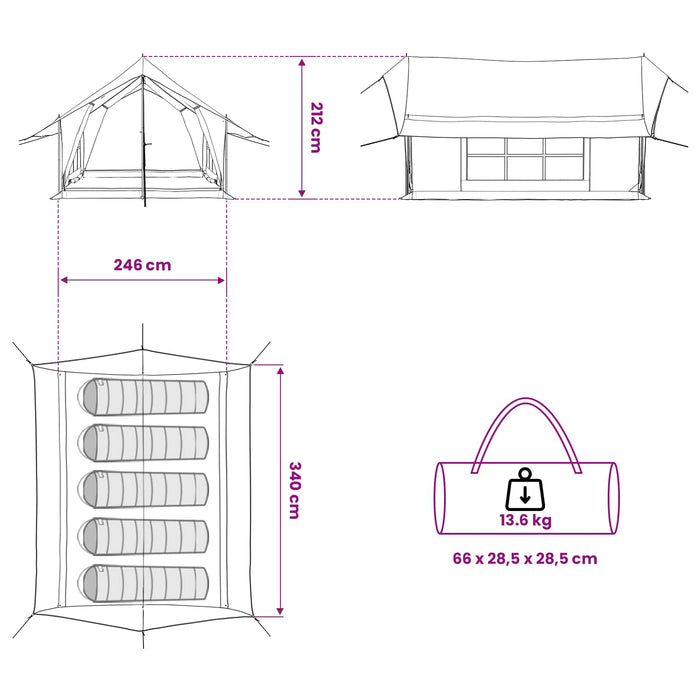 Tent Cabină Crem 340 x 246 x 210 cm Bumbac sintetic WALTI