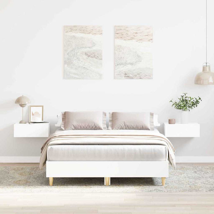 Cadru de pat Alb 137 x 190 cm Lemn compozit - WALTI WALTI