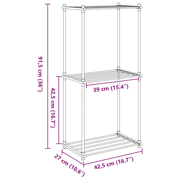Raft tubular cu depozitare Alb 42,5 x 27 x 91,5 cm Aluminiu - WALTI WALTI